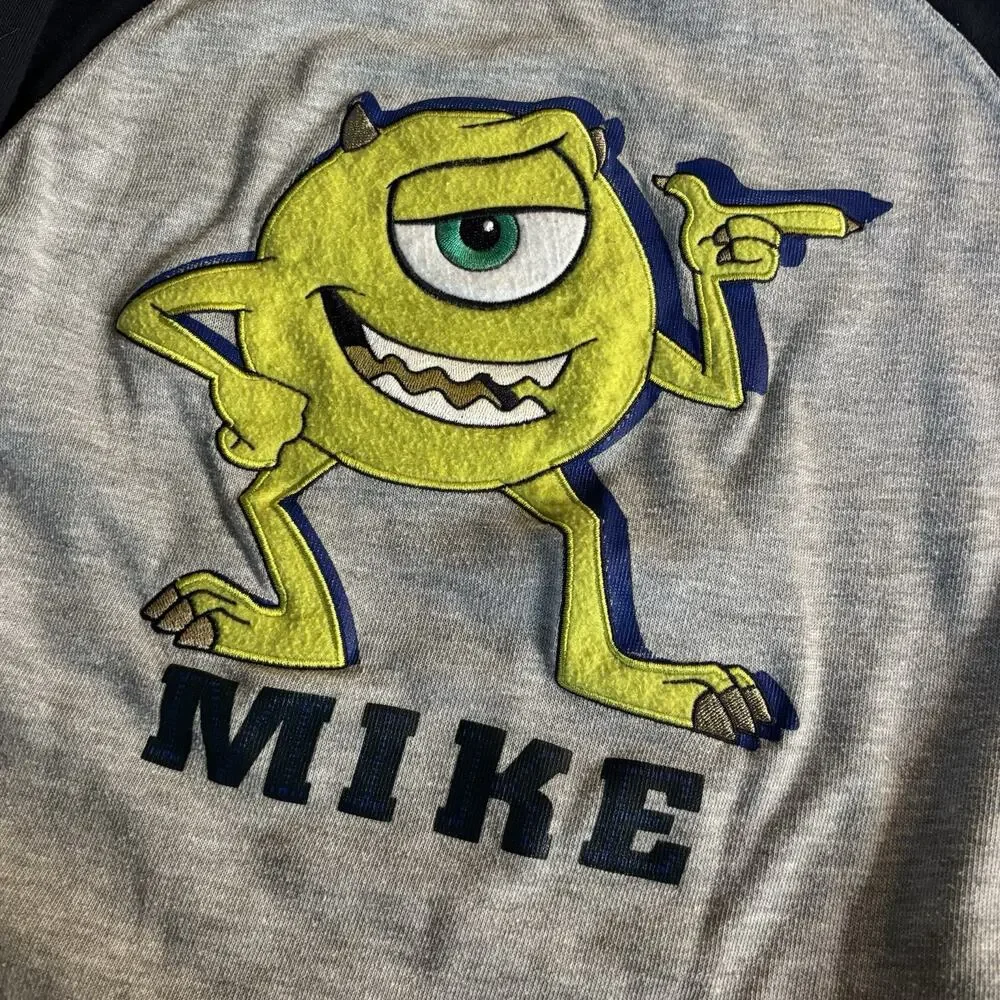Vintage Y2K Polar Monsters Inc Mike Wazowski Raglan Long Sleeve Shirt Kids Sz 7